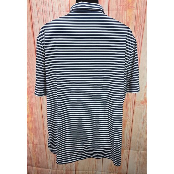 RLX Ralph Lauren Mens Striped Polo XL Navy/White Polyester - Picture 2 of 8